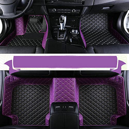 Custom Waterproof Leather Car Floor Mats Fit for Most Car SUV Truck & Sportscar All Weather Protection Vehicles (Black+Purple) - color: Black+Purple