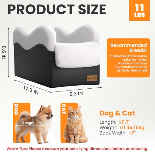 Portable Small Dog Seat for Car, Luxury Center Console Dog Car Seat Booster with Safety Tethers, Anti-Collapse Pet Travel Carseat for SUV, Truck (Black/White) - color: Black/White