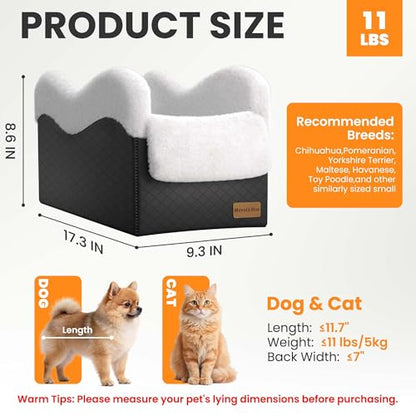 Portable Small Dog Seat for Car, Luxury Center Console Dog Car Seat Booster with Safety Tethers, Anti-Collapse Pet Travel Carseat for SUV, Truck (Black/White) - color: Black/White