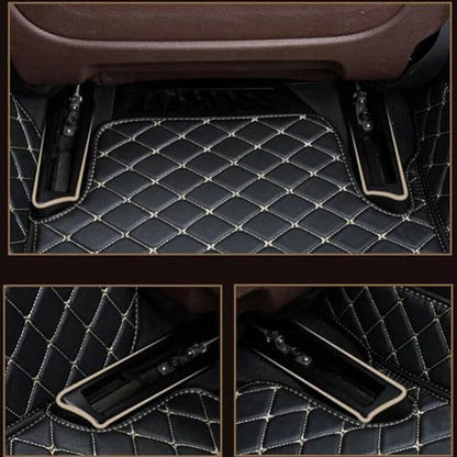 All-Weather car Floor Mats-Suitable for 98% of car Models Watherproof Leather car Floor mat (Black and Black with red bar) - color: Black and Black with red bar