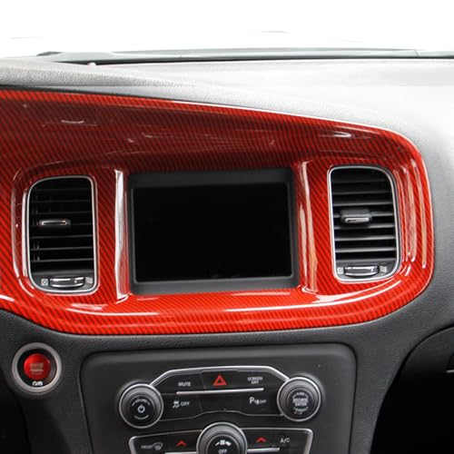 crosselec Carbon Fiber Center Consoles Dashboard Instrument Gauge Cluster Dash Air Vent Panel Kit Cover Trim Garnish Bezel for for Dodge Charger 2015-2023 (red Carbon Fiber) - color: red carbon fiber