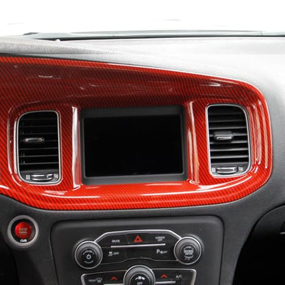 crosselec Carbon Fiber Center Consoles Dashboard Instrument Gauge Cluster Dash Air Vent Panel Kit Cover Trim Garnish Bezel for for Dodge Charger 2015-2023 (red Carbon Fiber) - color: red carbon fiber