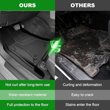 AOMSAZTO Floor Mats for 2022-2025 Toyota Tundra/Tundra Hybrid (Only CrewMax Cab) 5.5FT Truck Bed Mat - All Weather Protection Floor Liners & Bed Liner Set Accessories 2025 2024 2023 2022 - style: 2022-2025 | For Toyota Tundra 1st & 2and Row & Truck