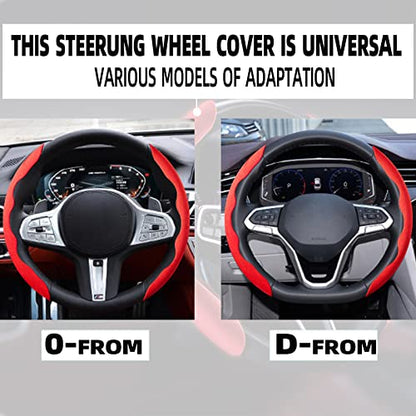 New Fluffy Anti-Skid Steering Wheel Cover Segmented Protector Safe and Non Slip Car Accessory and Durable Easy to Install for Steering Wheels of Universal Fit 99% Car (Suede Material Black) - color: Suede material Black