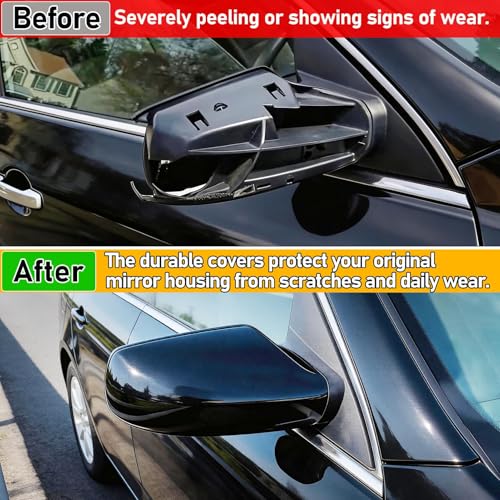 Moonlinks Mirror Cover Replacement Compatible With Nissan Altima 2.5L 2007 2008 2009 2010 2011 2012, Glossy Black Right Passenger Side Clip-on Mirror Cap WITHOUT Turn Signal, Replace for 96301-JB13E - color: Right Black