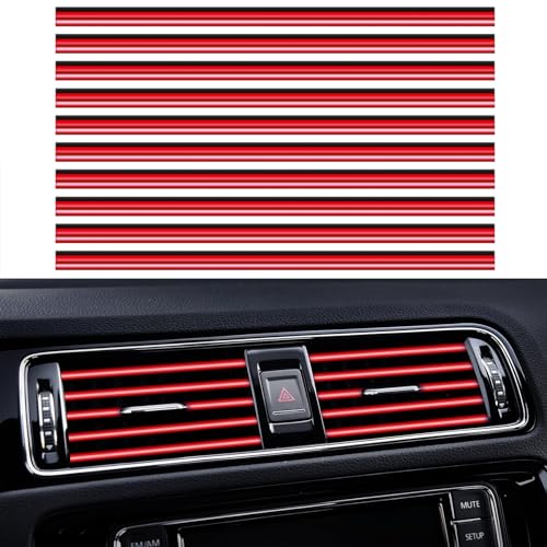 20 Pieces Universal Car Auto Air Conditioner Vent Outlet Trim Strip, Waterproof Flexible Shiny Auto Car Vent Interior Accessories for All Air Vent Outlet (20PCS - Red) - color: 20PCS - Red