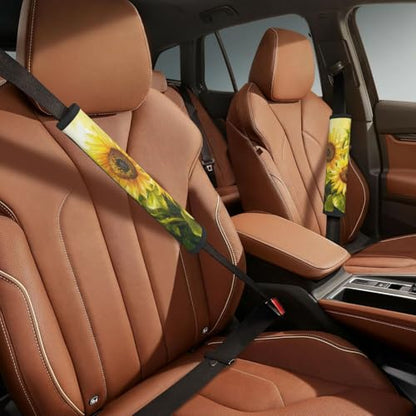 Seat Belt Cover Pads Sunflowers Oil Painting Car Seat Belt Covers for Women Men Adults Kids Soft Comfortable Auto Seatbelt Cushion Shoulder Strap Pad Handle Wraps, 1 Pair - color: Sunflowers Oil Painting