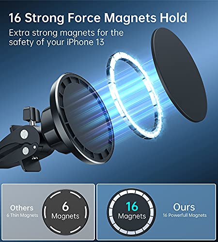 Magnetic Car Mount Phone Holder - Mag Safe Air Vent Phone Mount for Car Compatible with iPhone 15 14 13 12 Pro Max Mini Plus, 360° Adjustable Mag Safe Car Mount Phone Holder for All Phone