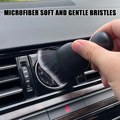 Car Interior Detailing Brush, Ultra Soft Non-Scratch Dust Brush, Car Interior Cleaning Tool for Cleaning Panels, Air Vent, Leather (Black & White) - color: Black & White