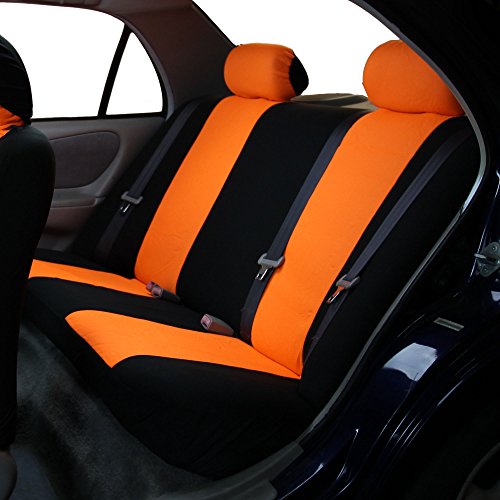 FH Group Car Seat Covers Full Set Cloth - Universal Fit Automotive Seat Covers, Low Back Front Seat Covers, Solid Back Seat Cover, Washable Car Seat Cover for SUV, Sedan and Van Orange - color: Orange, style: Seat Cover Full Set