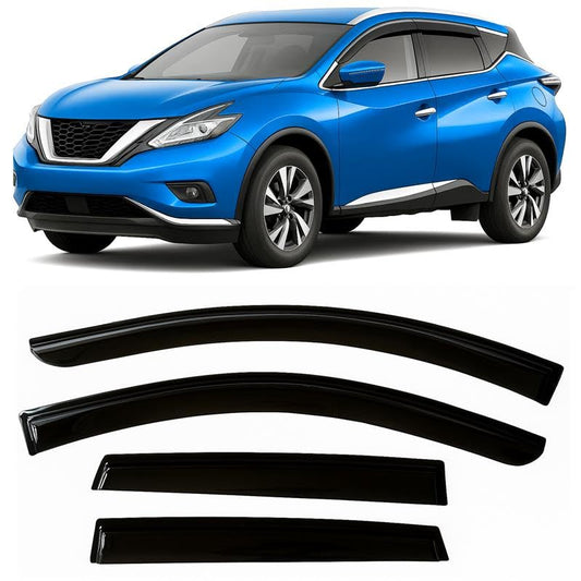 2015-2024 Tape-On Rain Guards for Nissan Murano Side Window Visor Deflectors Extra Thick Vent Shades 2016 2017 2018 2019 2020 2021 2022 2023 - size: For Nissan Murano 2015-2024