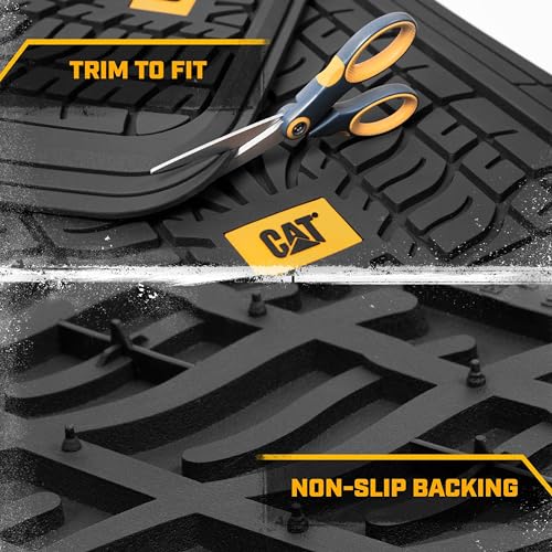 Cat® ToughTread™ Front & Rear Full Set of Floor Mats for Cars - All-Weather Heavy-Duty Trimmable Universal Fit Rubber Mat Truck & Car Accessories - Automotive Floor Mats for SUVs Car Interior - style: ToughTread Tire