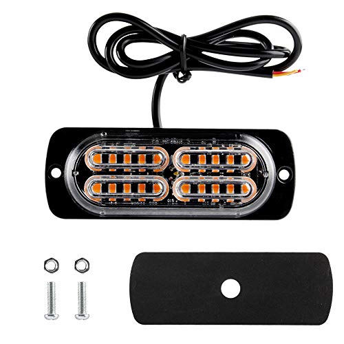Teguangmei 12-24V 20-LED Super Bright Emergency Strobe Warning Caution Hazard Construction Waterproof Flashing Strobe LED Light Bar Surface Mount for Car Truck SUV Van (Amber) - color: Amber