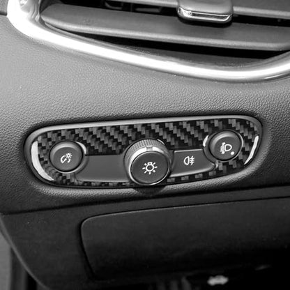 Black Carbon Fiber Compatible with Chevrolet/Chevy Malibu 2016 2017 2018 2019 2020 2021 2022 2023 2024 2025 Accessories Car Headlight Dimmer Dome Lamp Switch Cover Interior Trim Decal -A - color: Headlight Switch -a
