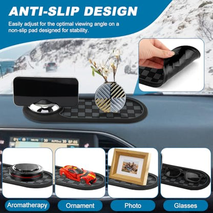Multifunction Car Anti-Slip Mat, Car Dashboard Mobile Phone Holder, Anti Slip Mat Phone Holder and Temporary Parking Number Pad - Secure Storage for Sunglasses, Keys, Gadgets - color: Black