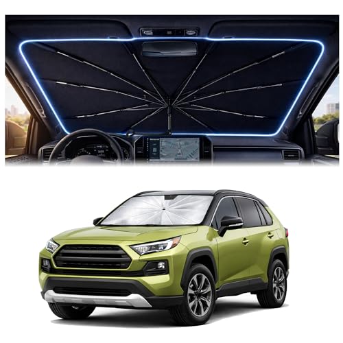 2026 Upgraded Car Windshield Sun Shade Umbrella - Custom-Fit for Toyota RAV4 2019-2024 Umbrella Sunshade,Easy Install,UV Protection & Heat Reflective,Keep Interior Cooler with Storage Bag - size: For Toyota RAV4 2019-2024
