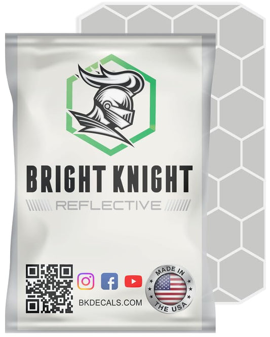 Bright Knight Decals Reflective Stickers for Helmet (White, Pack of 1), 1" Hexagon Motorcycle Helmet Stickers 3M Waterproof Reflective Vinyl Tape for Hard Hats Cars & Bike Decals for Night Visibility - color: White, size: 1 pk
