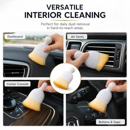 Car Interior Detailing Soft Bristle Cleaning Dusting Brush, Auto Detail Cleaning Brush Dash Duster Tool (White)