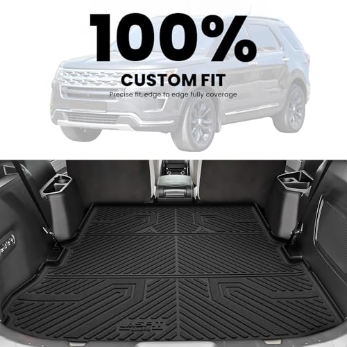 LASFIT Trunk & Backrest Mat for Ford Explorer 2011-2019, Custom Fit All Weather Protector TPE One-Piece Design Easy Installation Trunk with Seatback Mat, 1pc Black - style: 3) Explorer 6&7 Seats| 11-19 | Cargo&Seatback