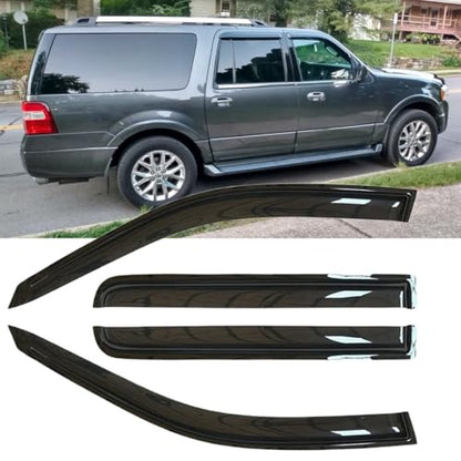 Original 4pcs Window Shade, Outside Mount Tape-On Rain Guards Set, Nice Side Window Visors Compatible with 1997-2016 Ford Expedition 1998-2017 Lincoln Navigator 94233 - size: For Expedition/Navigator