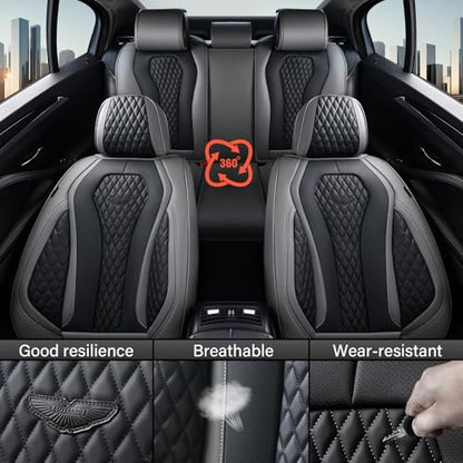 Coverado Car Seat Covers Full Set, Black Seat Covers, Automotive Car Seat Cover, Car Seat Cushion, Car Seat Covers Front Seats Back Seat Covers, Car Seat Protector Universal Fit Most Cars - color: Gray/Black, size: FullSet