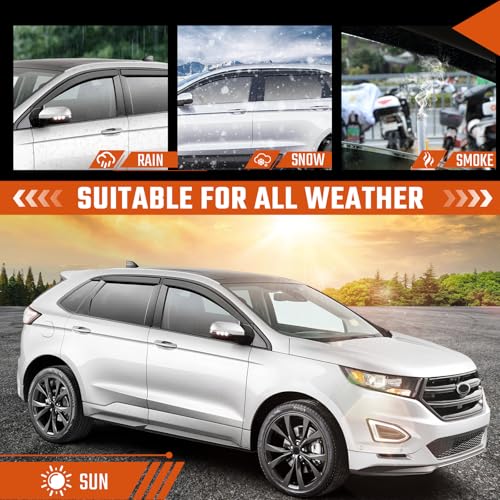 Rain Guards Compatible with Ford Edge 2015 2016 2017 2018 2019 2020 2021 2022 2023 2024, Tape-on Durable Side Window Sun Wind Deflectors, 2015-2024 Edge Rain Guard Black 6 PCS - size: Fit for Ford Edge 2015-2024