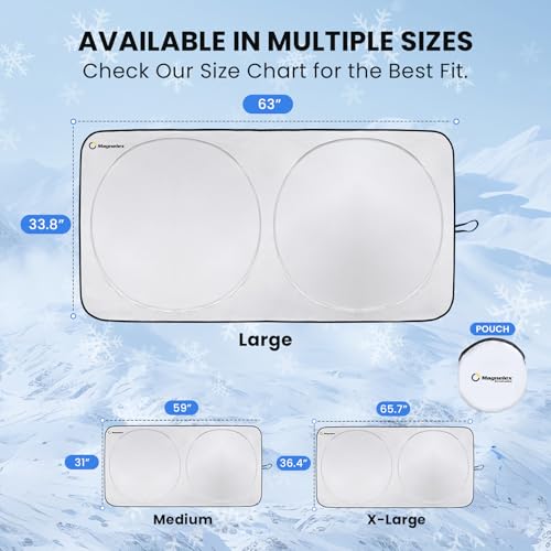 Magnelex Car Windshield Sunshade – Double-Layer Design for 2X Heat Blocking, Blocks UV Rays, Foldable Sun Shade for Cars, Trucks & SUVs, Keeps Interior Cooler, Large (63 x 33.8 in) - size: LARGE - (63" x 33.8")