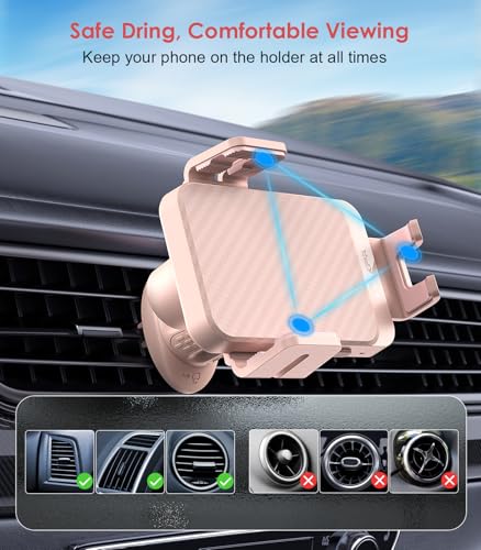 Wireless Car Charger, MOKPR 15W Fast Charging Auto-Clamping Car Charger Phone Mount Air Vent Cell Phone Holder Compatible iPhone 16/15/14/13/13 Pro/12 pro/12/11, for Samsung Galaxy S23/S22/S21, Pink - color: Pink