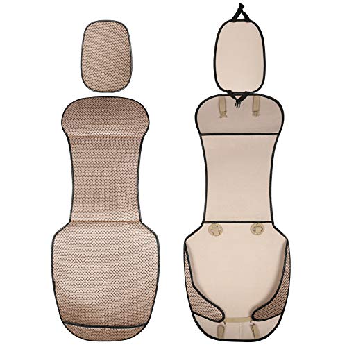 Auto Newer Luxury Breathable Car Seat Cover Fit Four Seasons, Universal Front of Car Seat Cushions, Bottom Seat Covers of Full Wrapped Edge,Universal Fit for 95% Cars,SUV,Pickup(Beige,1PCS) - color: Beige-1PCS