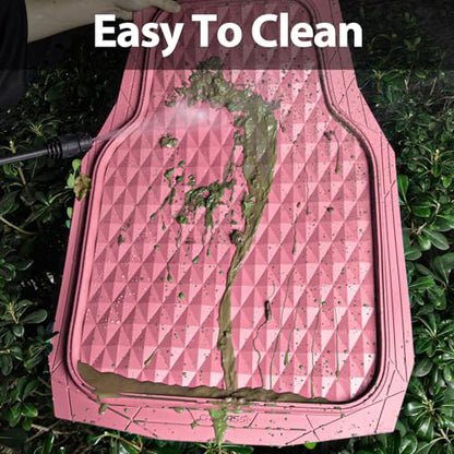 CAR PASS Heavy Duty Rubber Pink Car Floor Mats & Cargo Liners, Deep Dish All-Weather Trunk Mats Durable Anti-Slip 3D Rhombus Waterproof Trim to Fit Liner Universal Fit Auto,Sedan,SUV,Truck, Pink - color: pink with cargo liner