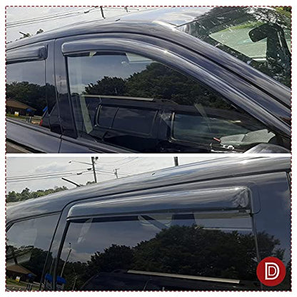 Original Side Rain Guards, 4pcs Out-Channel Tape-On Nice Wind Deflector Set, Window Visors fit for 2011-2020 Mitsubishi Outlander (Not Fit Outlander Sport Models) 94642 - size: 11-20 Outlander
