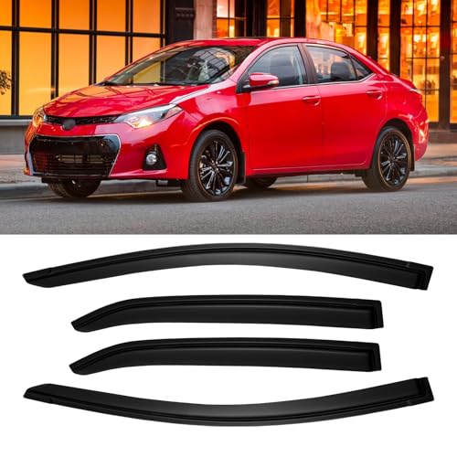 Window Rain Guards for 2014-2019 Toyota Corolla, Window Visor Guard Vent Wind Shade Deflector Rain Shield Protector Sun for 14-19 Corolla 2015 2016 2017 2018 14 15 16 17 18 19,Outside-Mount, 4PCS - size: For 14-19 Corolla