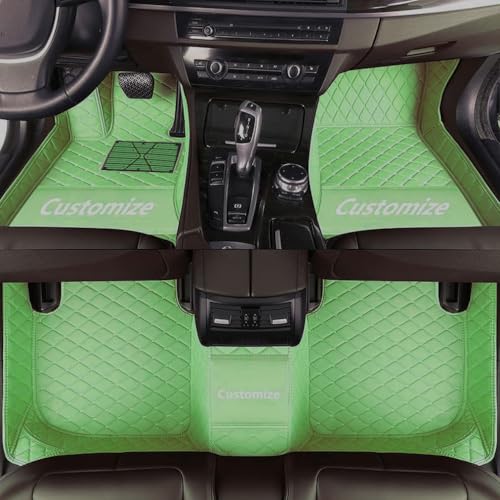 Custom Personalized Floor Mats for Cars，Luxury Full Coverage All Car Floor Mats，Anti-Slip Leather Car Mat Set ，Custom Floor Mats for 99% of Cars, Trucks & SUVs (Apple Green) - color: Apple green