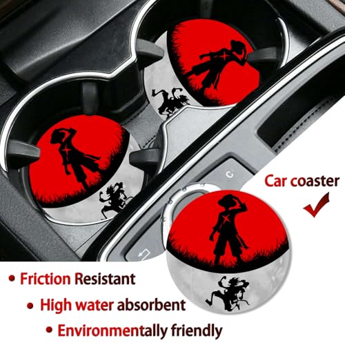 Anime one License Plate Frames，Anime Piece Car Accessories for Women & Men，Cute License Plate Holder，Aluminum License Plate Frame Fits Standard US Vehicles Size 12.2 x 6 Inch (Black-2pcs)