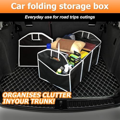 Car Trunk Organizer with 3 Compartments Folding Storage for Car, Large Capacity Cargo insulated Storage Boxes, Portable Waterproof Bags for Cargo Trunks, Universal SUV, Truck, Van Accessories