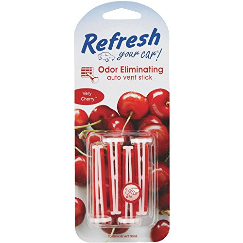 Refresh Your Car Car Air Freshener, Odor Eliminator, Set of 4 Auto Vent Sticks, Very Cherry Scent, Refresh Your Car - size: 1 Count (Pack of 1), style: Very Cherry