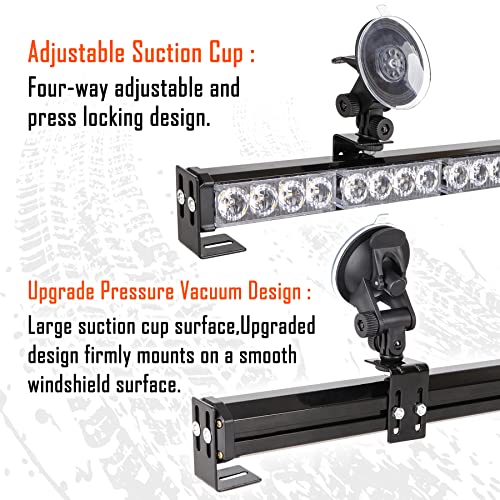 2×16.8 inch Emergency Strobe Light Bar Traffic Advisor Warning Hazard Windshield Safety Lights Bar 21 Flash Patterns with Cigar Lighter for Police Vehicles, Truck (Amber/White, 2 in 1) - color: Amber/White