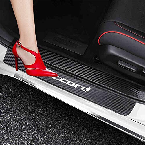 XITER For Honda Accord 2012-2025 2026 Carbon Fiber Leather Car Door Sill Scuff Plate Guard Sills Door Entry Guard Protector Trim Autoparts Accessories 4PCS (SILVER) - color: SILVER