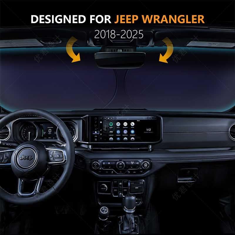 for 2018-2026 Jeep Wrangler - Premium Sunshade for Wrangler JL JLU & 2020-2026 Jeep Gladiator, Front Windshield Sun Shade Blocks UV Rays Foldable Visor with Storage Pouch - size: For Jeep Wrangler 2018-2026