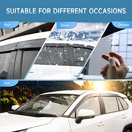 Tape-On Rain Guards Fit for Toyota RAV4 2019 2020 2021 2022 2023 Tape-On Smoke Side Shatterproof Window Visor, Out-Channel Window Deflectors, 6-Pieces Set - size: Fit for Toyota RAV4 2019-2023 Tape On