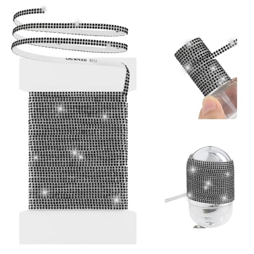 10-Yard Rhinestone Ribbon Self Adhesive Crystal Rhinestones, 2-Rows Bedazzling Strips, 10-Yard Rhinestone Strips for DIY Craft, Rhinestones for Crafting, Home Decor, Black - color: Black - 10-Yard - 2-Rows