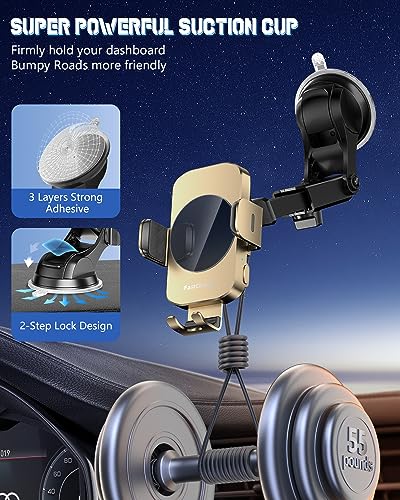 Wireless Car Charger, Fast Charging Phone Holder 3 in 1 Phone Mount Auto Clamping Car Accessories Compatible with iPhone 17 16 15 14 13 12 11 Xs XR, Samsung S23 Ultra S22 S21 S20(Amber Yellow) - color: Amber Yellow