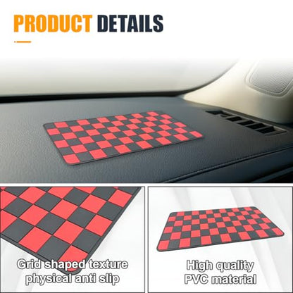 YoRise Car Dashboard Anti Slip Mat, 10.62'' × 5.90'' PVC Center Console Pad, Non-Slip Sticky Dash Mat, Washable Car Dashboard Gripping Pad for Phone, Glass, Key, GPS (Red) - color: Red