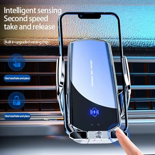 15W Car Wireless Charger Auto Magnetic Air Vent Phone Holder for iPhone 17 16 15 14 13 12 Samsung Xiaomi Induction Fast Charging Station (Silver) - color: Silver