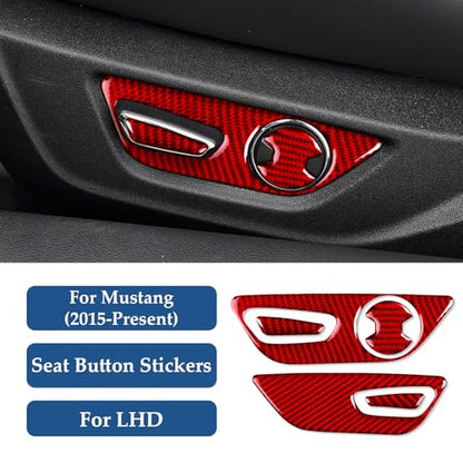Car Seat Button Sticker Carbon Fiber Decal for Ford Mustang 2015 2016 2017 2018 2019 2020 2021 2022 2023 Accessories - color: Seat Button