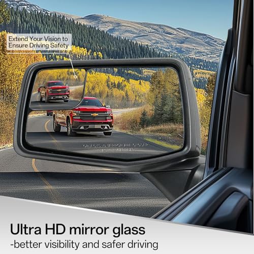Driver Left Side Door Mirror for 2019-2024 Chevy Silverado 1500, with Heated Power Glass Manual Folding Convex Blind Spot Glass, Replace#GM1320583(5 Pins） - size: Left