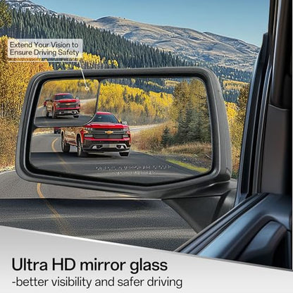 Driver Left Side Door Mirror for 2019-2024 Chevy Silverado 1500, with Heated Power Glass Manual Folding Convex Blind Spot Glass, Replace#GM1320583(5 Pins） - size: Left