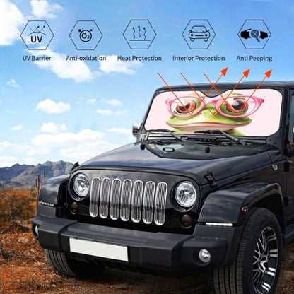 Funny Frog Car Sun Shade Windshield Sunshade Foldable Front Window Shield Cover for Truck SUV - color: Blue10