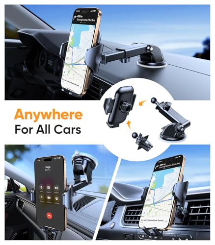 VICSEED Dark Blue Phone Holders for Your Car [Upgraded True Military-Grade Strongest Suction] Cell Phone Mount for Car Dashboard Windshield Vent Truck Boat Stand Adjustable for iPhone Android - color: Dark Blue