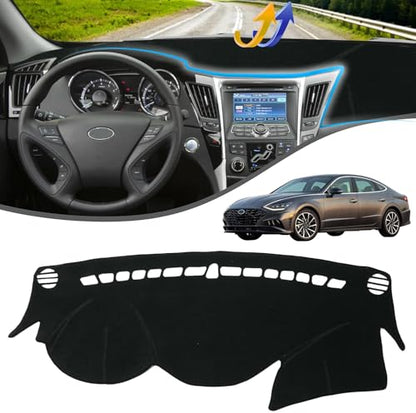 Hyundai Sonata 2011-2014 Instrument Panel Mat, Instrument Panel Covered Carpet Mat Pad Anti-Slip Instrument Panel Covered Sun Glare UV Protector Black